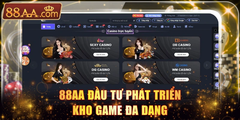 88AA đầu tư phát triển kho game đa dạng