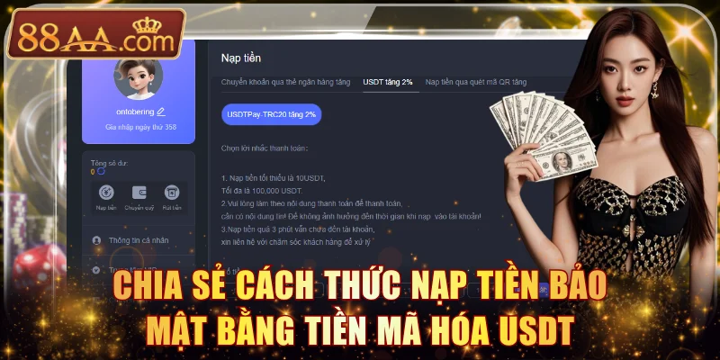 Chia sẻ cách thức nạp tiền bảo mật bằng tiền mã hóa USDT