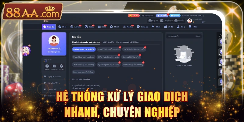 Hệ thống xử lý giao dịch nhanh, chuyên nghiệp