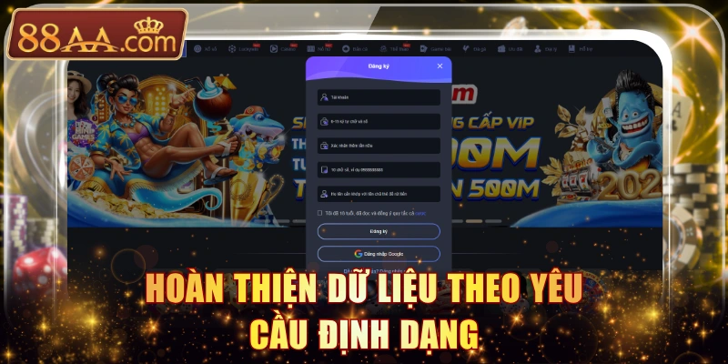 Hoàn thiện dữ liệu theo yêu cầu định dạng